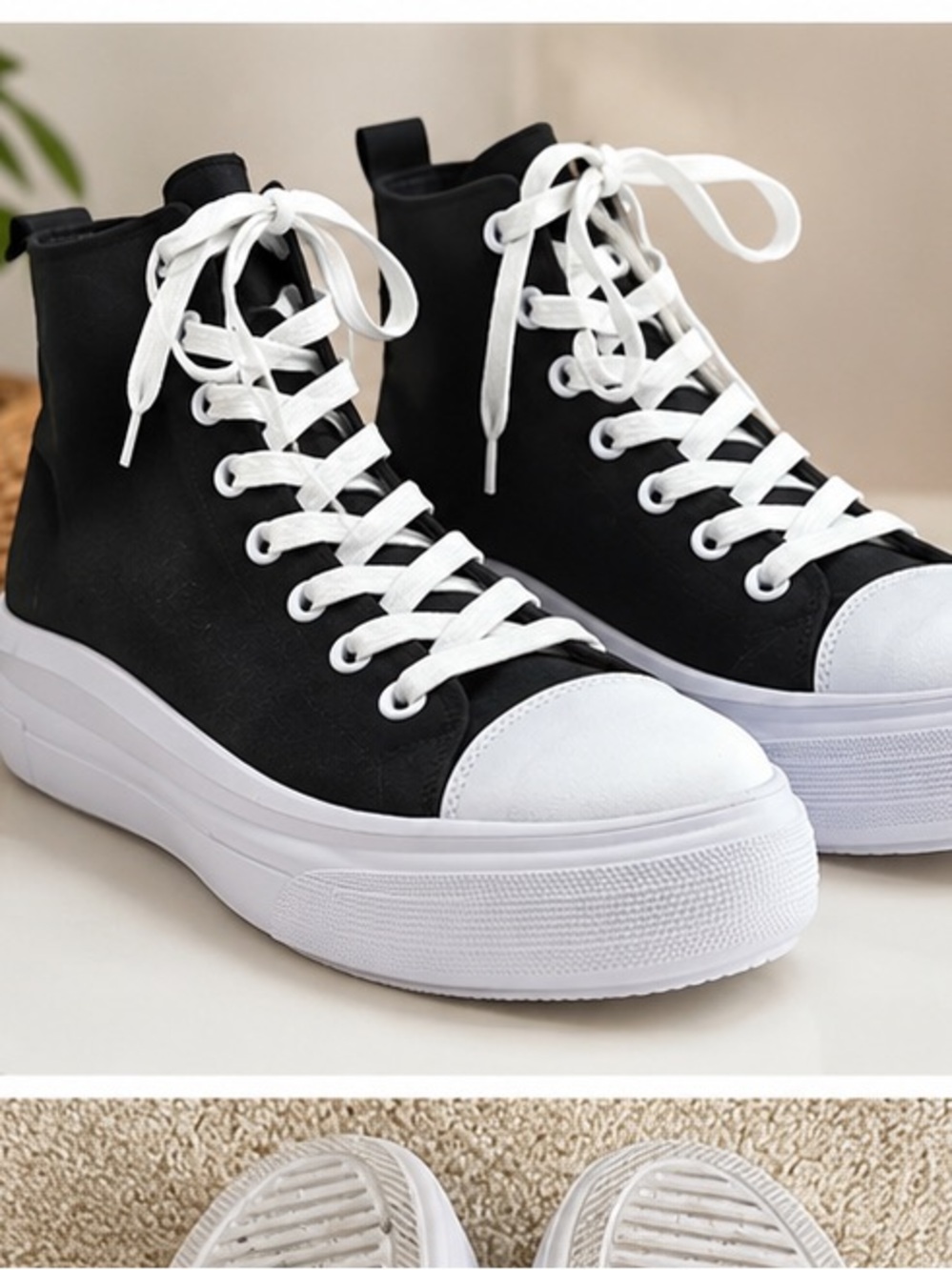 Wild Fable Chunky Platform High Top Sneakers Black White Y2K Size 8